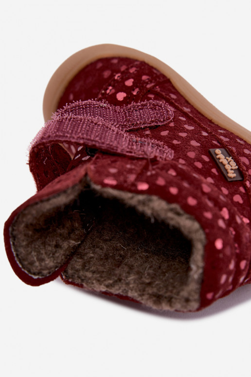 Wildleder Kinder Winterstiefel mit Herzen Froddo G2110138-28 bordeauxrot