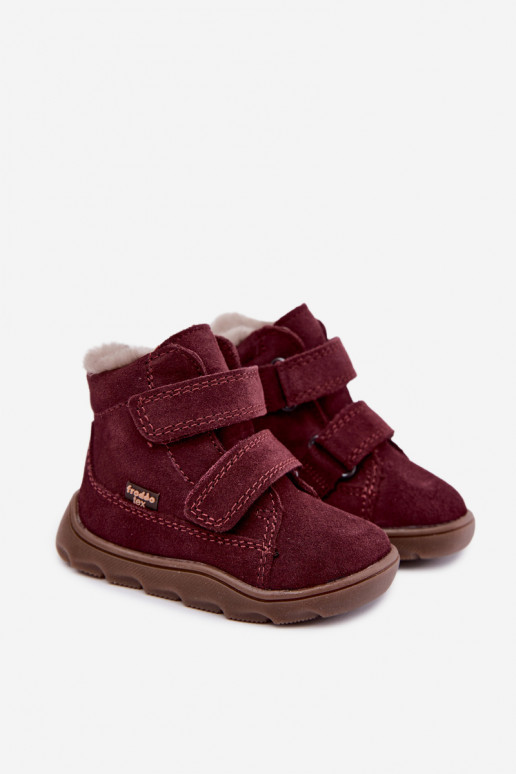 Bottes de neige en daim pour enfants Barefoot Froddo G2110151-4 couleur bordeaux