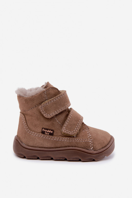 Wildleder Kinder Schneestiefel Barefoot Froddo G2110151-8 sandfarben