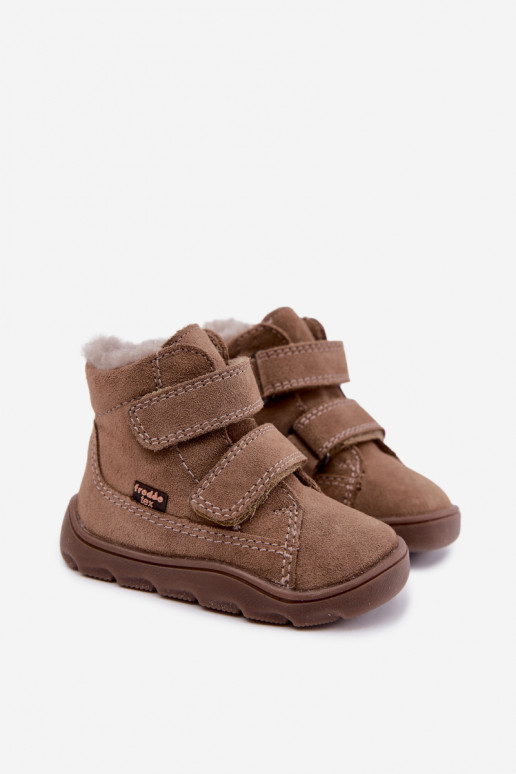 Suède kinder sneeuwlaarzen Barefoot Froddo G2110151-8 zandkleur
