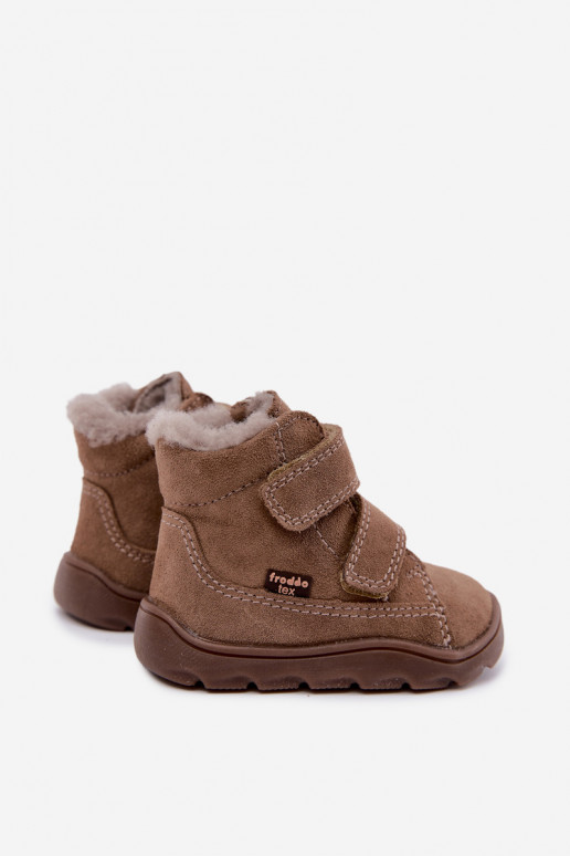 Bottes de neige en daim pour enfants Barefoot Froddo G2110151-8 couleur sable