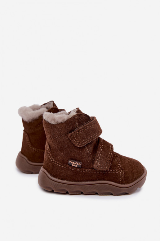 Bottes de neige en daim pour enfants Barefoot Froddo G2110151-13 couleur chocolat