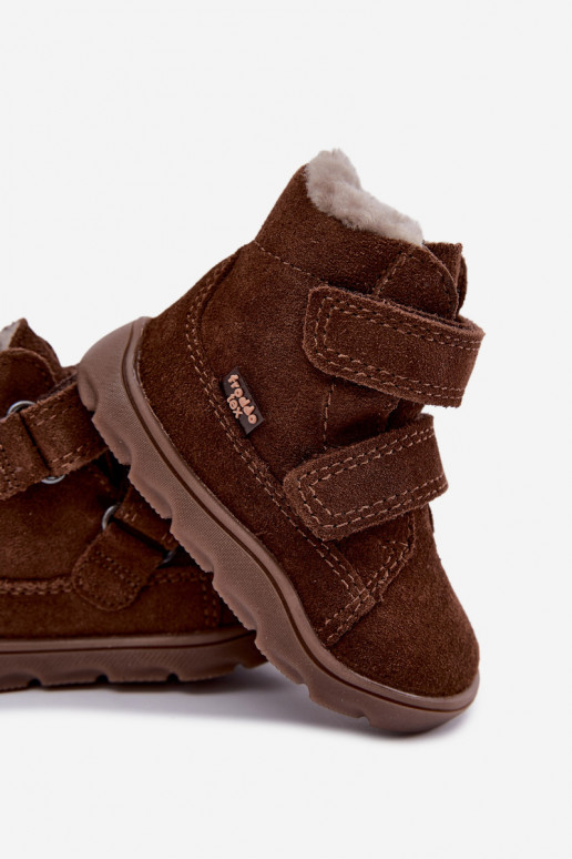Bottes de neige en daim pour enfants Barefoot Froddo G2110151-13 couleur chocolat