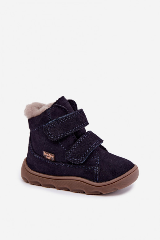 Suède kinder sneeuwlaarzen Barefoot Froddo G2110151 donkerblauw