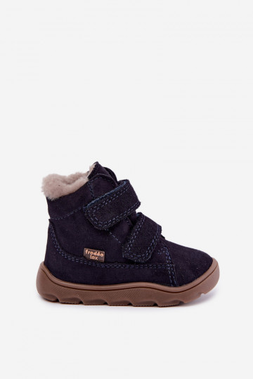 Suède kinder sneeuwlaarzen Barefoot Froddo G2110151 donkerblauw 2