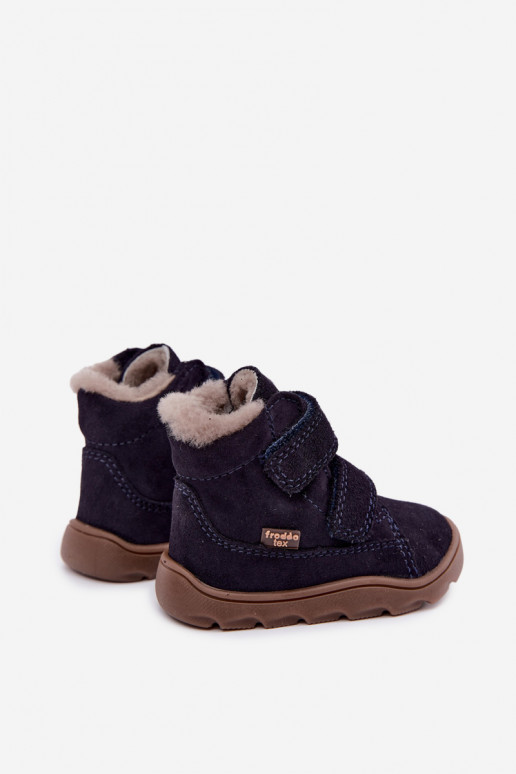 Suède kinder sneeuwlaarzen Barefoot Froddo G2110151 donkerblauw