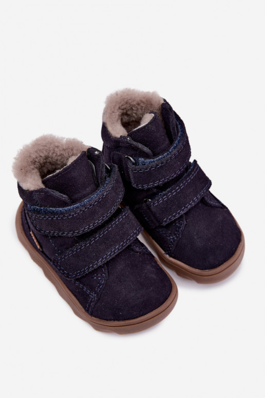 Suède kinder sneeuwlaarzen Barefoot Froddo G2110151 donkerblauw