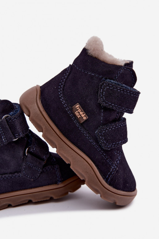 Wildleder Kinder Schneestiefel Barefoot Froddo G2110151 dunkelblau