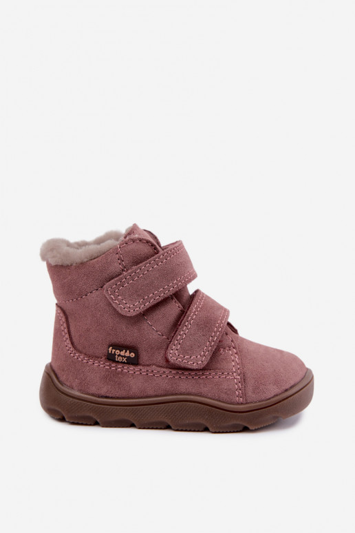 Suède kinder sneeuwlaarzen Barefoot Froddo G2110151 roze