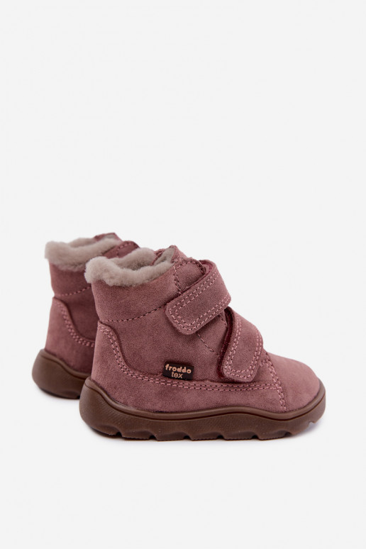 Suède kinder sneeuwlaarzen Barefoot Froddo G2110151 roze