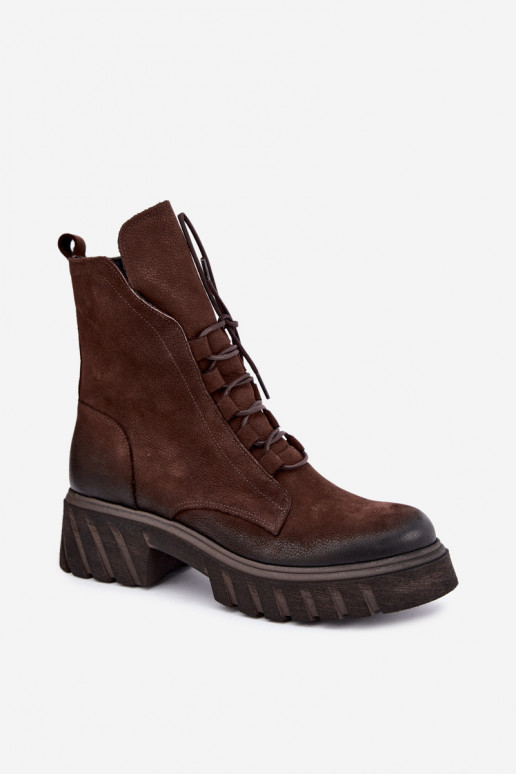 Bottines de travail en cuir pour femmes Zazoo 1850 chocolat