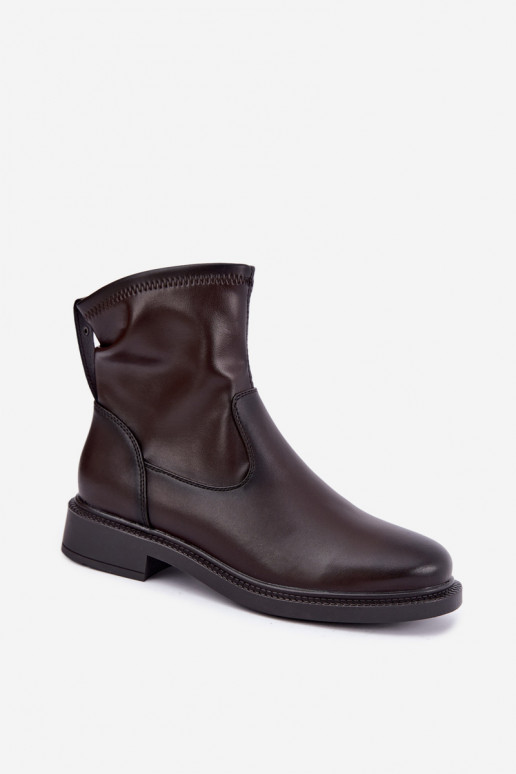 Bottines isolées en cuir avec talons larges Sergio Leone BT-62 chocolat