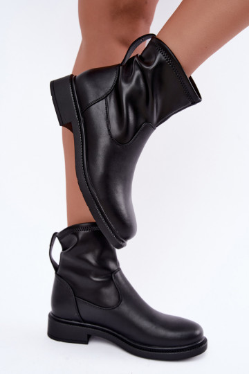 Bottines isolées en simili cuir avec talons larges Sergio Leone BT-62 noir