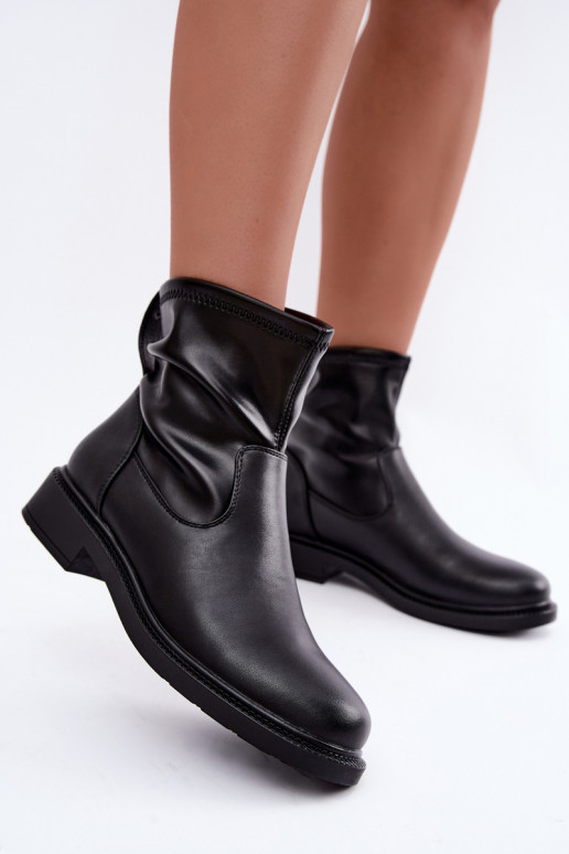 Bottines isolées en simili cuir avec talons larges Sergio Leone BT-62 noir