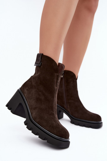 Chaussures isolées en simili daim avec talons T.Sokolski SH Z26-428 chocolat