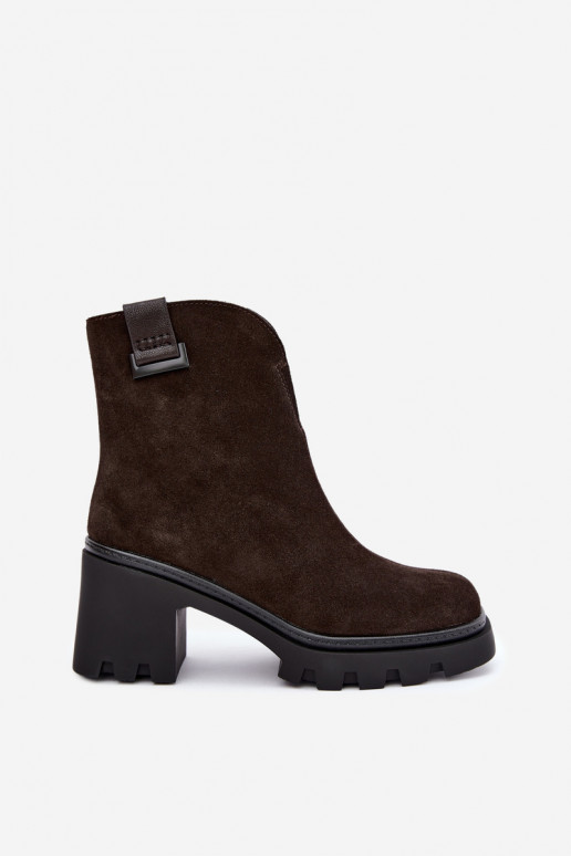 Chaussures isolées en simili daim avec talons T.Sokolski SH Z26-428 chocolat