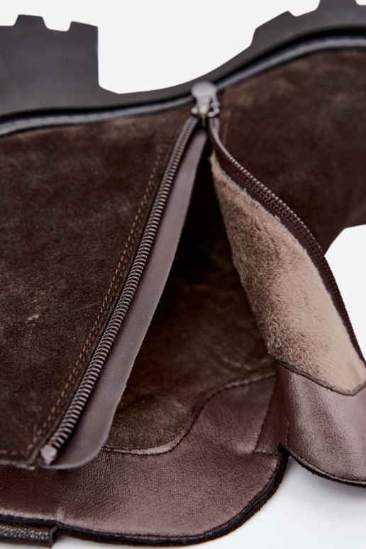 Gevoerde schoenen van faux suede met hakken T.Sokolski SH Z26-428 chocolade