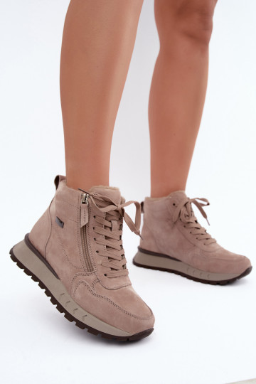 Bottines isolées pour femmes en simili daim couleur sable Alirella