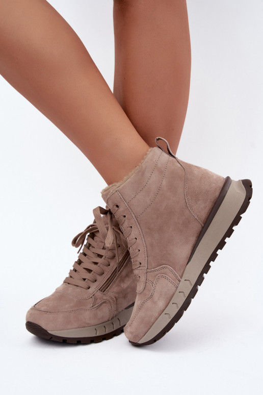Bottines isolées pour femmes en simili daim couleur sable Alirella