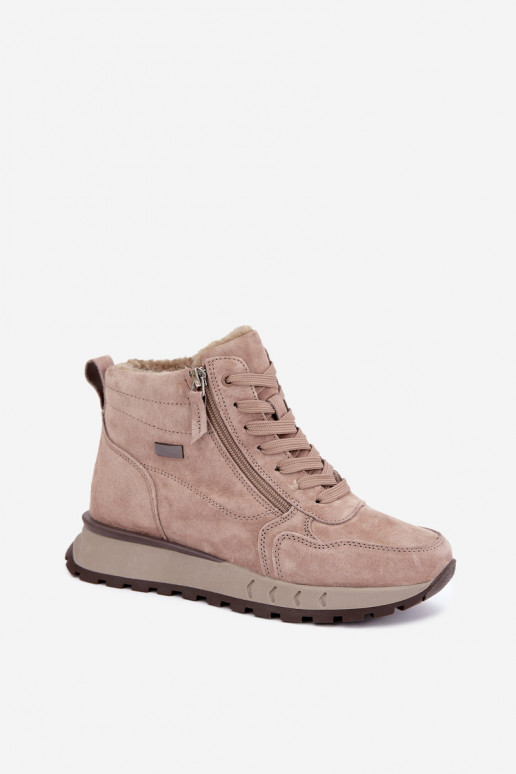 Bottines isolées pour femmes en simili daim couleur sable Alirella