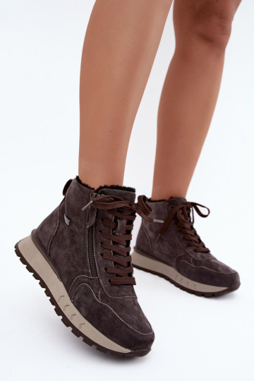 Bottines isolées pour femmes en simili daim couleur grise Alirella