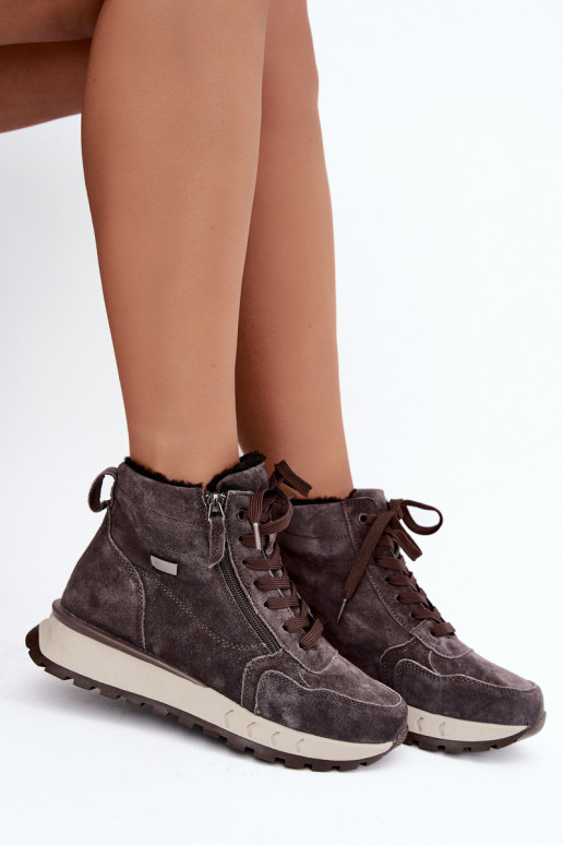 Bottines isolées pour femmes en simili daim couleur grise Alirella