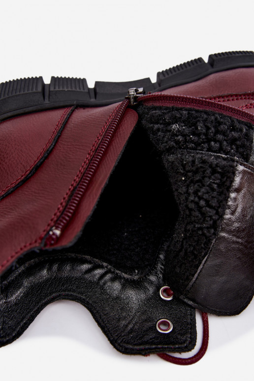 Bottines isolées en simili cuir couleur bordeaux Girelisse