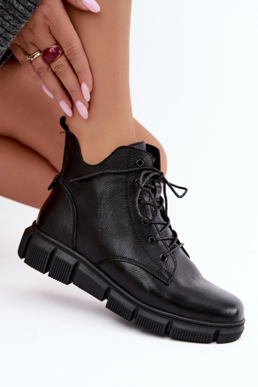 Bottines isolées en simili cuir couleur noire Girelisse