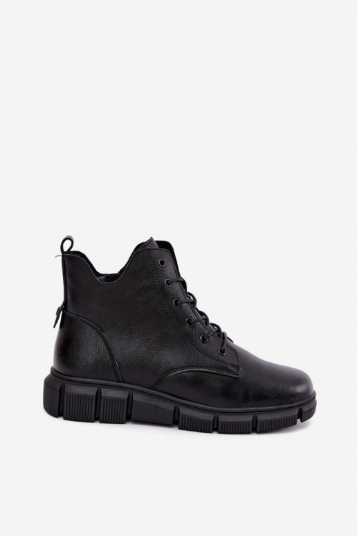 Bottines isolées en simili cuir couleur noire Girelisse
