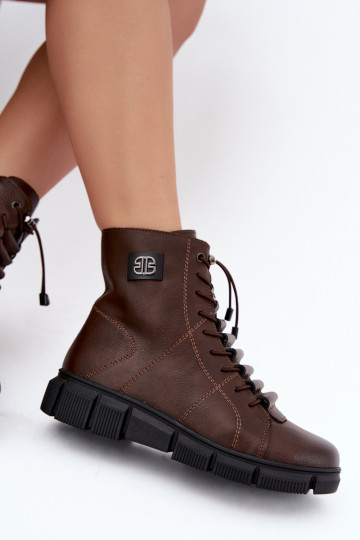 Bottines isolées pour femmes en simili cuir couleur chocolat Savelia