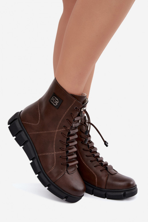 Bottines isolées pour femmes en simili cuir couleur chocolat Savelia