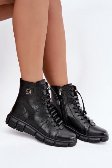 Bottines isolées pour femmes en simili cuir couleur noire Savelia