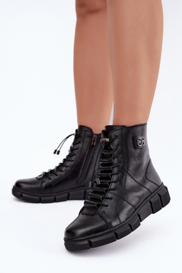 Wärmende Damenstiefeletten aus Kunstleder schwarz Savelia 2