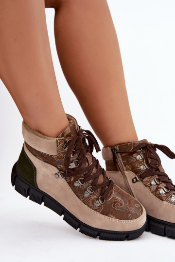 Bottines isolées pour femmes en simili daim couleur sable INanelia