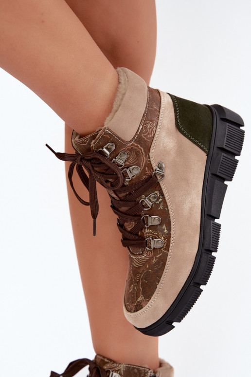 Bottines isolées pour femmes en simili daim couleur sable INanelia