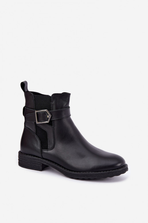 Bottines isolées pour femmes en simili cuir avec boucles Sergio Leone BT-43 noir