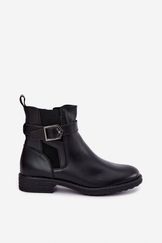 Bottines isolées pour femmes en simili cuir avec boucles Sergio Leone BT-43 noir