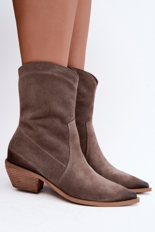 Bottes isolées en suède synthétique style cowboy Zazoo 4311 en couleur sable