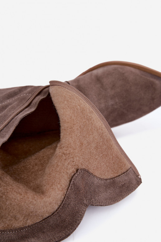 Bottes isolées en suède synthétique style cowboy Zazoo 4311 en couleur sable