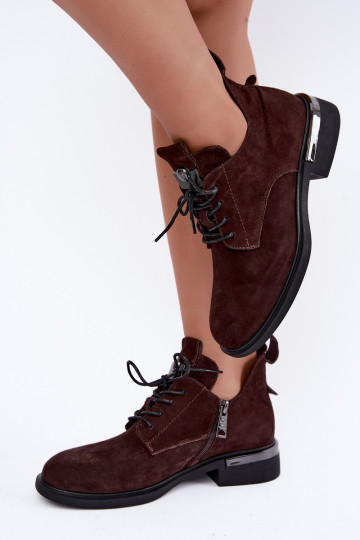 Faux suede enkellaarsjes Vinceza 89151 in chocolade kleur