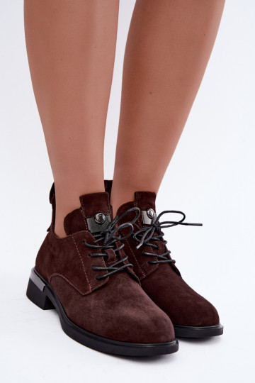 Faux suede enkellaarsjes Vinceza 89151 in chocolade kleur 2