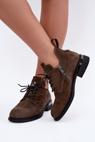 Bottines en suède synthétique Vinceza 89151 en couleur kaki 2