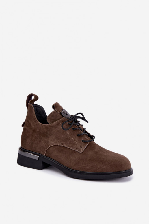 Faux suede enkellaarsjes Vinceza 89151 in kaki kleur