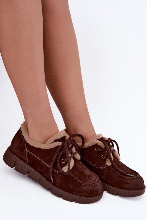 Faux suede lage sneeuwlaarzen Vinceza 67022 in chocolade kleur