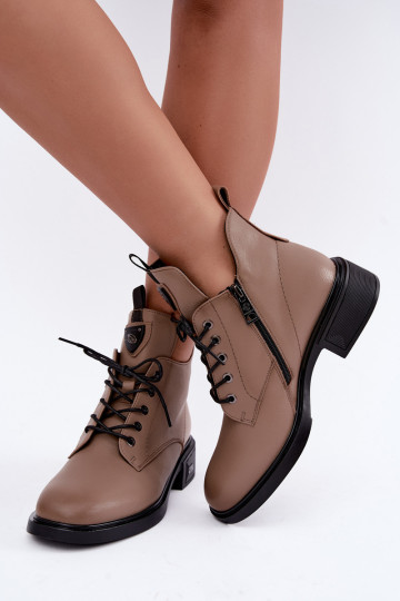 Bottines en cuir avec ornements Vinceza 133145 en couleur sable 2