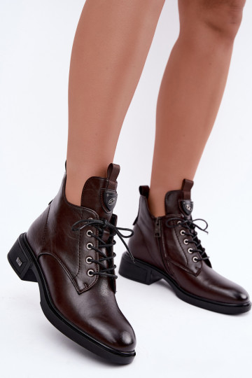 Bottines en cuir avec ornements Vinceza 133145 en couleur chocolat