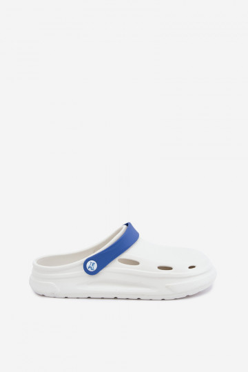 Weiße und dunkelblaue leichte Herren-Slipper mit Streifen Toren 2