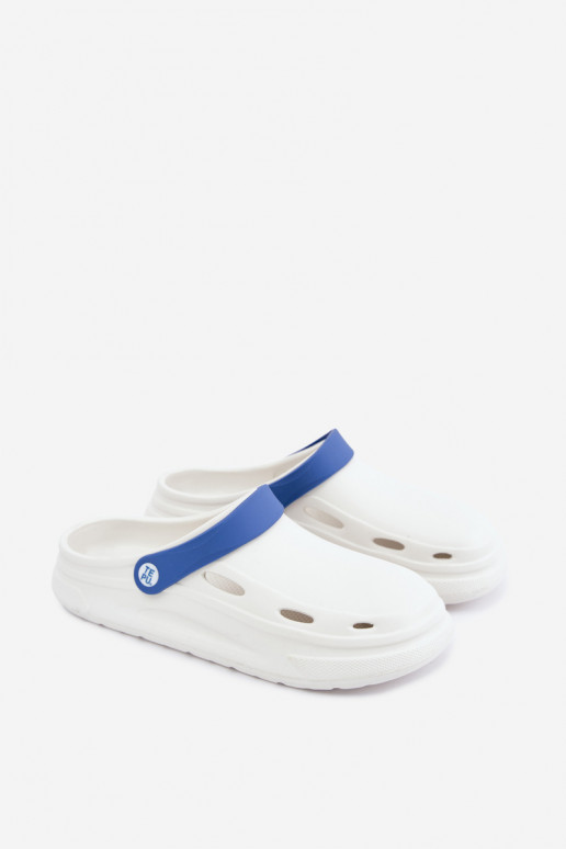 Witte en donkerblauwe lichte heren slippers met strepen Toren