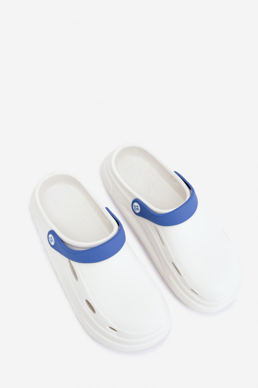 Witte en donkerblauwe lichte heren slippers met strepen Toren