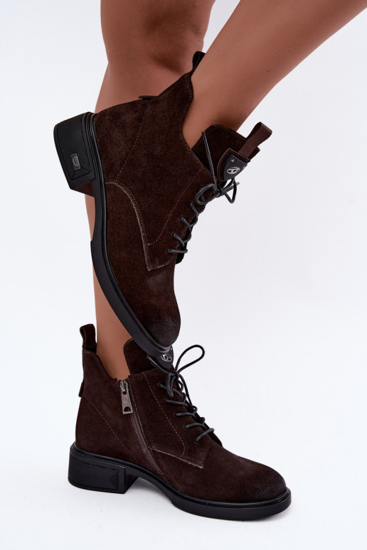 Geïsoleerde laarzen van faux suede met ornamenten Vinceza Czekolado
